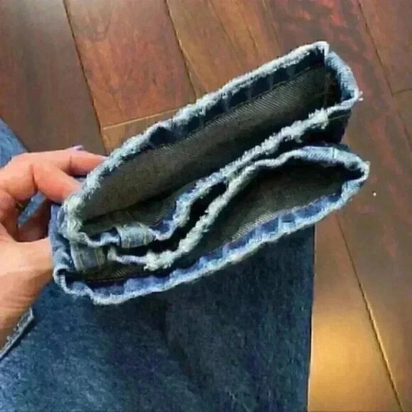 Zara Jeans Slim Fit Ankle Cropped Button Fly Vintage Dark Blue Size 18 - Picture 12 of 15